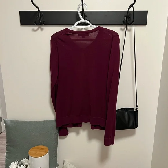 LOFT Burgundy Button Down Sweater - L - Picture 2 of 2